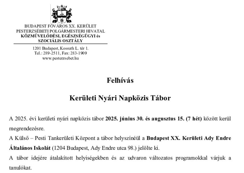 Nyári napközis tábor